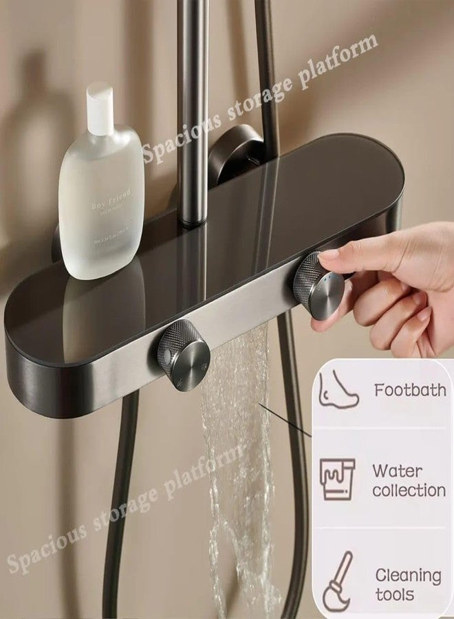 X-XONIER® Luxury thermostat Shower set System 4in1 shower panel with large Overhead Rainfall (Panel Gray) - Image 4